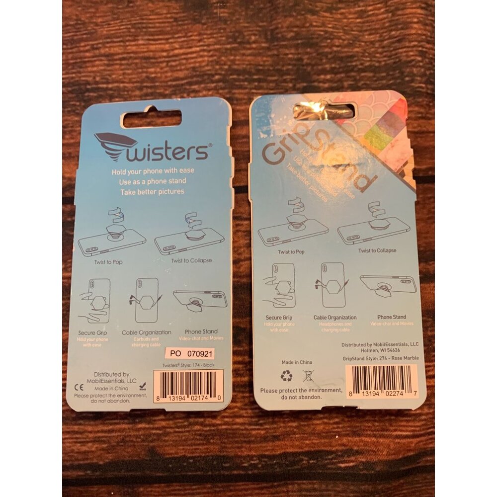 Twisters & GripStand Universal Phone Holder Set Hexagon Design Black & Rose Marb - Picture 2 of 2